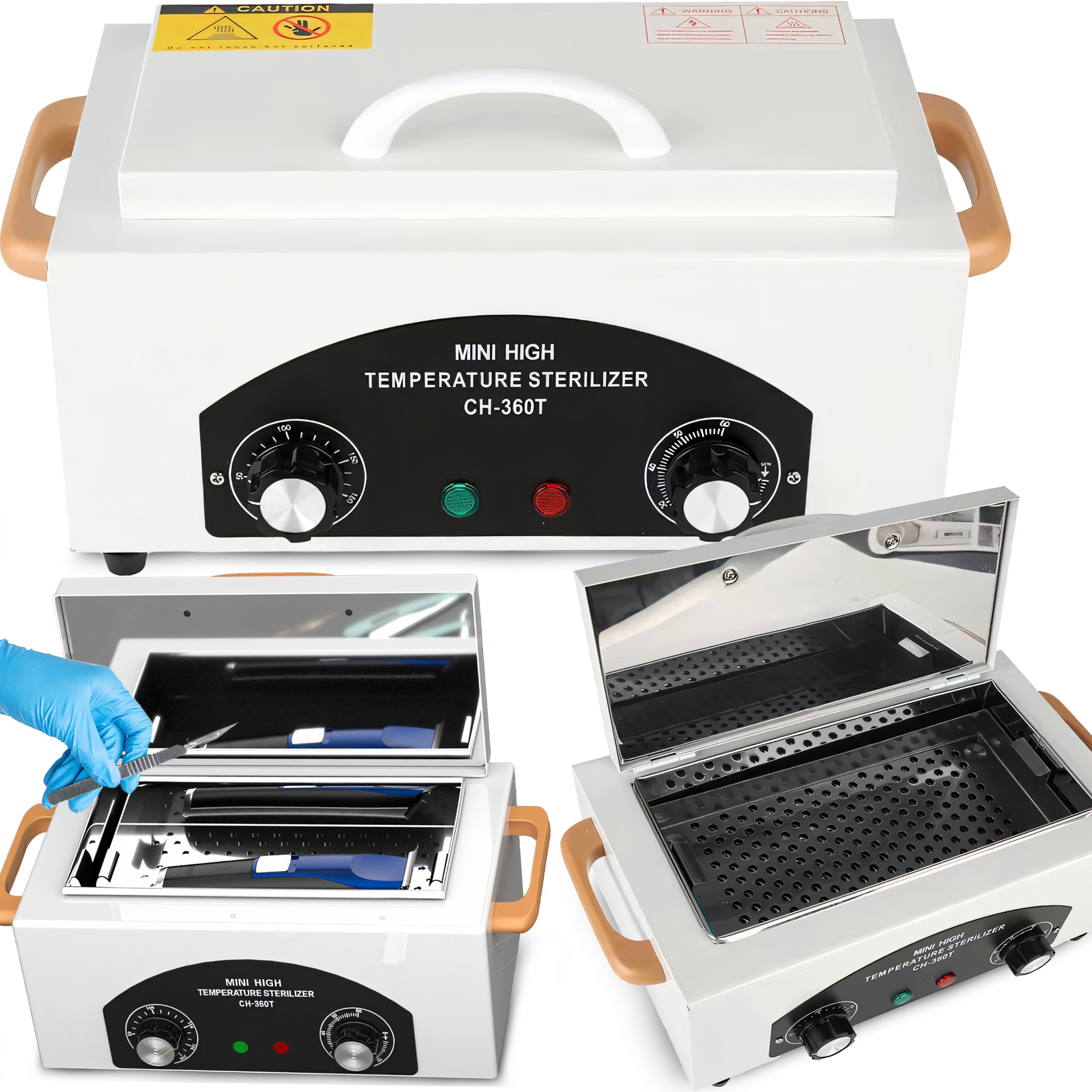 Sterylizator gorącym powietrzem timer 300w dezynfekcja narzędzi 220°c biały - er1258