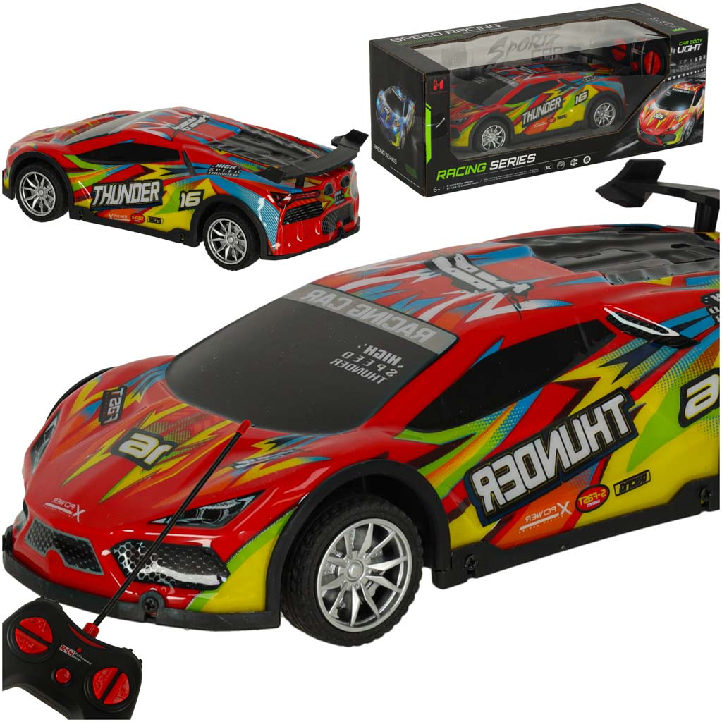 Samochód RC sportowy zdalnie sterowany na pilot auto wyścigowe drift z LED światłami czerwony